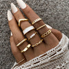 Boho Zircon Rings Set Gold Color Women Bohemia Crystal Moon Arrow Finger Tail Rings   Bijoux Jewelry Gifts Ring Female