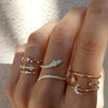 Boho Zircon Rings Set Gold Color Women Bohemia Crystal Moon Arrow Finger Tail Rings   Bijoux Jewelry Gifts Ring Female
