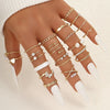 Boho Zircon Rings Set Gold Color Women Bohemia Crystal Moon Arrow Finger Tail Rings   Bijoux Jewelry Gifts Ring Female