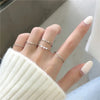 Boho Zircon Rings Set Gold Color Women Bohemia Crystal Moon Arrow Finger Tail Rings   Bijoux Jewelry Gifts Ring Female