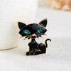 Cartoon Animal Black Cat Brooches Funny Vintage Rhinestone Cat Shirt Lapel Pins Cute Kitten Badge Party Birthday Jewelry Gifts