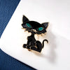 Cartoon Animal Black Cat Brooches Funny Vintage Rhinestone Cat Shirt Lapel Pins Cute Kitten Badge Party Birthday Jewelry Gifts