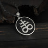 Casual Men's Necklace Black Stainless Steel Satan Cross Seal of Lucifer Pendant Stylish Satanic Satan Faith Jewelry