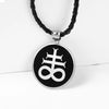 Casual Men's Necklace Black Stainless Steel Satan Cross Seal of Lucifer Pendant Stylish Satanic Satan Faith Jewelry