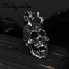 Charms Pendent Dragon Skull Pendant With Shofar Necklace Men's Biker Rock Punk Jewelry Antique Retro Chain Gift