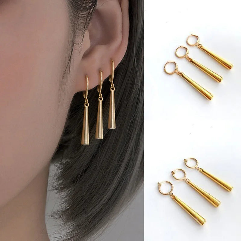 Charmsmic 3Pcs/Set Anime Zoro Earrings Ear Clips Gold Color Small Geometric Non-pierced Jewelry Hot Sell