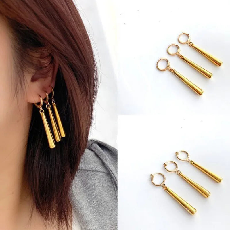 Charmsmic 3Pcs/Set Anime Zoro Earrings Ear Clips Gold Color Small Geometric Non-pierced Jewelry Hot Sell