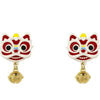 Chinese Style 2024 Red Little Lion Bell Pendant Earrings for Women Cute Dragon Earrings New Year Festive Jewelry Gifts