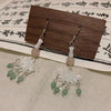 Chinese Style Acrylic Fan Leaf Earrings for Women Beach Long Tassel Beads Handmade Enamel Earrings Bride Wedding Pendientes