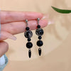 Chinese Style Acrylic Fan Leaf Earrings for Women Beach Long Tassel Beads Handmade Enamel Earrings Bride Wedding Pendientes