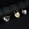 Couple Jewelry Round Broken Heart Hugging Cat Necklace Women Yinyang Stainless Steel Double Color Pendant Splicing Lovers Gifts