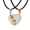 Couple Jewelry Round Broken Heart Hugging Cat Necklace Women Yinyang Stainless Steel Double Color Pendant Splicing Lovers Gifts