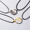 Couple Jewelry Round Broken Heart Hugging Cat Necklace Women Yinyang Stainless Steel Double Color Pendant Splicing Lovers Gifts