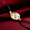 Couple Jewelry Round Broken Heart Hugging Cat Necklace Women Yinyang Stainless Steel Double Color Pendant Splicing Lovers Gifts