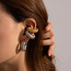 Creative Gold Color Metal Ear Cuff Clip On Earrings for Women Thread Texture Chunky Cartilage Earrings No Pierced