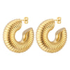 Creative Gold Color Metal Ear Cuff Clip On Earrings for Women Thread Texture Chunky Cartilage Earrings No Pierced