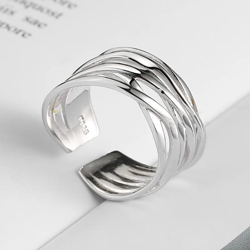 Creative Women Stainless Steel Ring Vintage Opening Adjustable Rings for Women Engagement Ring Jewelry Birthday Anniversary Gift