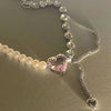 Crystal Angel Wings Heart Pendant Necklaces Ladies Girl Simple Y2K Pink White Zircon Love Elegant Necklace Women Jewelry 2023