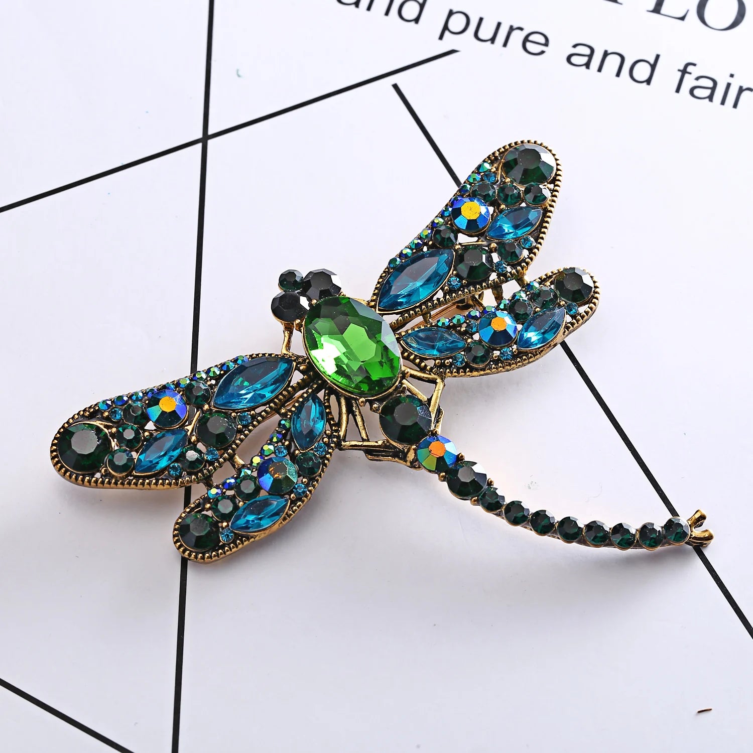 Crystal Vintage Dragonfly Brooches for Women Large Insect Animal Brooch Pin  Dress Coat Accessories Cute Jewelry