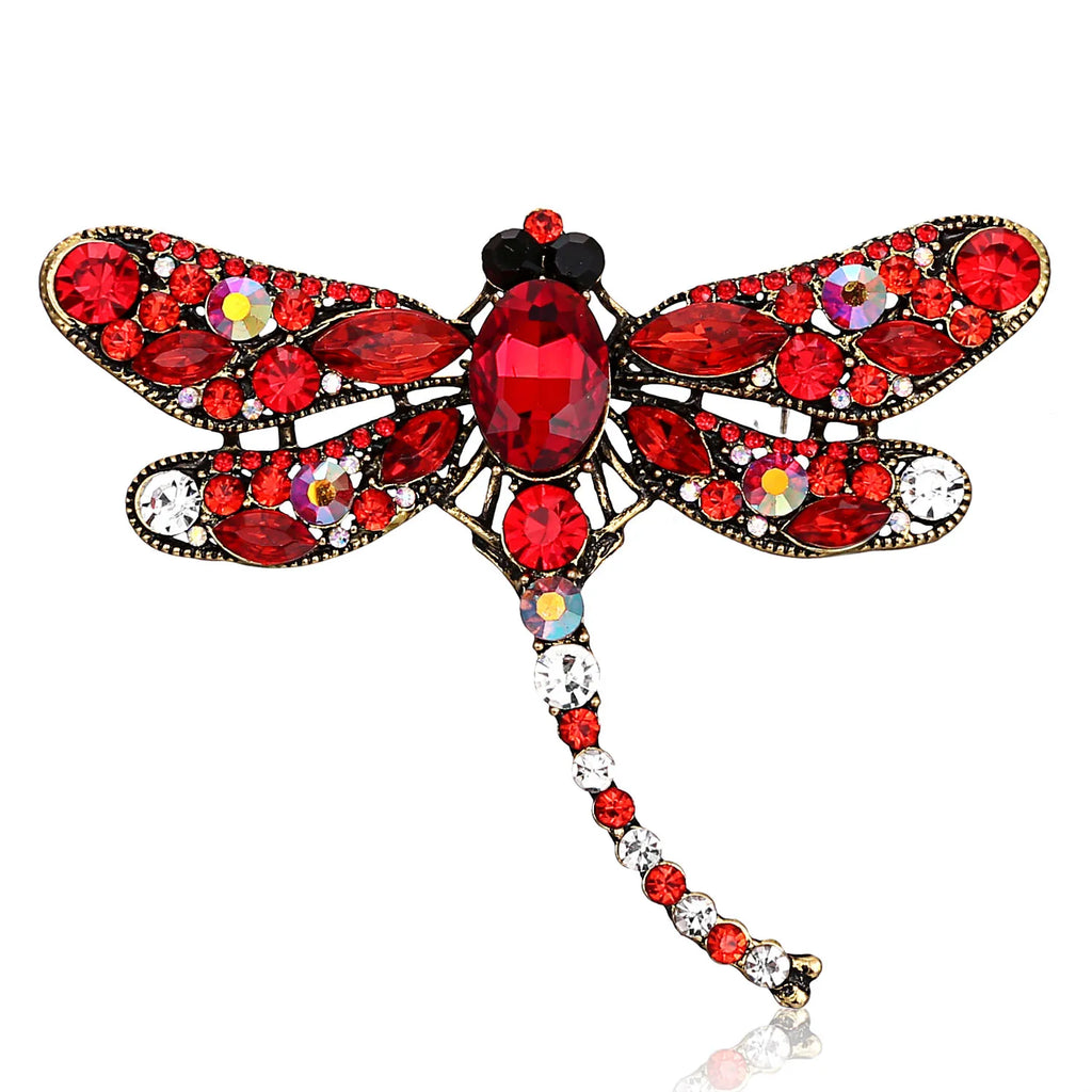 Crystal Vintage Dragonfly Brooches for Women Large Insect Animal Brooch Pin  Dress Coat Accessories Cute Jewelry