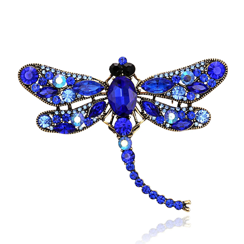 Crystal Vintage Dragonfly Brooches for Women Large Insect Animal Brooch Pin  Dress Coat Accessories Cute Jewelry