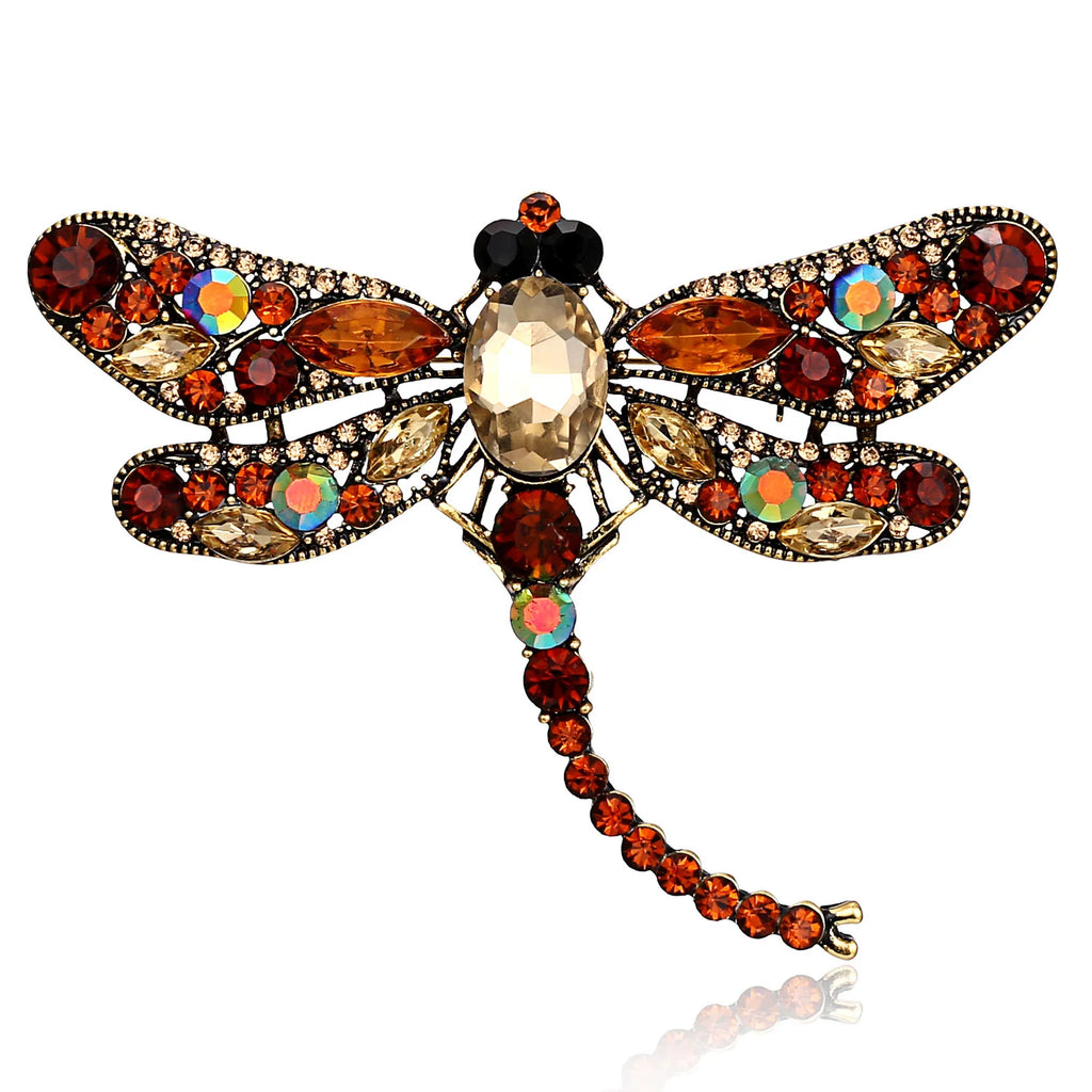 Crystal Vintage Dragonfly Brooches for Women Large Insect Animal Brooch Pin  Dress Coat Accessories Cute Jewelry