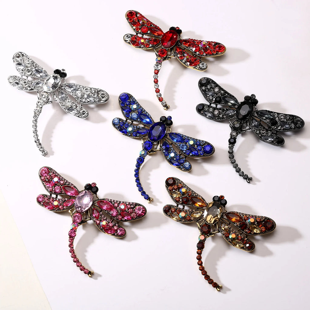 Crystal Vintage Dragonfly Brooches for Women Large Insect Animal Brooch Pin  Dress Coat Accessories Cute Jewelry