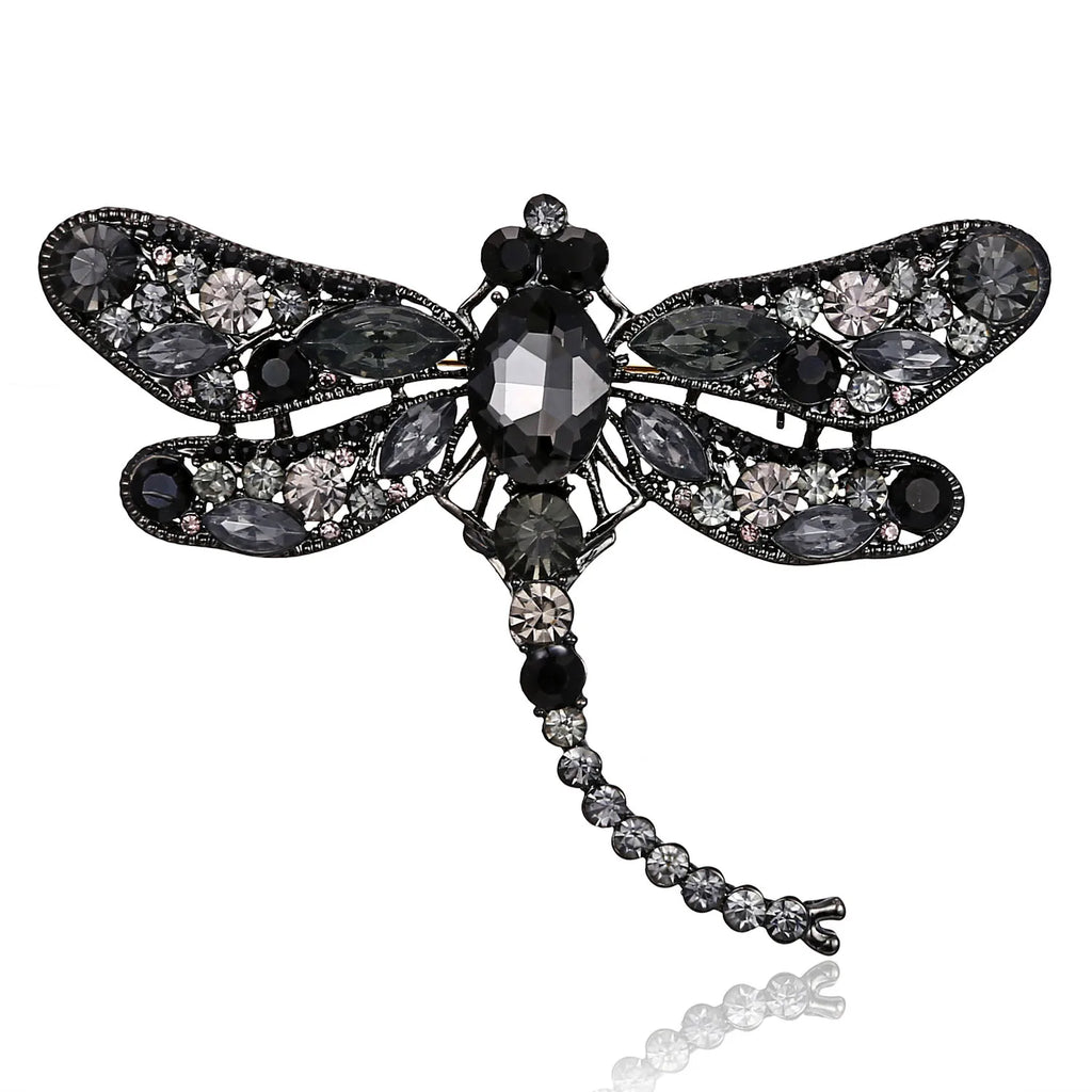 Crystal Vintage Dragonfly Brooches for Women Large Insect Animal Brooch Pin  Dress Coat Accessories Cute Jewelry