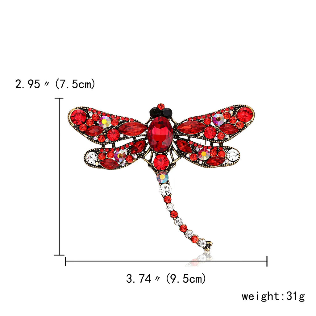 Crystal Vintage Dragonfly Brooches for Women Large Insect Animal Brooch Pin  Dress Coat Accessories Cute Jewelry