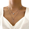 Crystal Zircon Heart Star Charm Layered Pendant Necklace Set for Women Charms  Square Rhinestone Female Vintage Jewelry