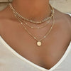 Crystal Zircon Heart Star Charm Layered Pendant Necklace Set for Women Charms  Square Rhinestone Female Vintage Jewelry