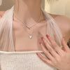 Crystal Zircon Heart Star Charm Layered Pendant Necklace Set for Women Charms  Square Rhinestone Female Vintage Jewelry