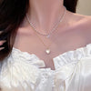 Crystal Zircon Heart Star Charm Layered Pendant Necklace Set for Women Charms  Square Rhinestone Female Vintage Jewelry