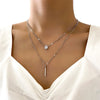 Crystal Zircon Heart Star Charm Layered Pendant Necklace Set for Women Charms  Square Rhinestone Female Vintage Jewelry