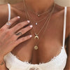 Crystal Zircon Heart Star Charm Layered Pendant Necklace Set for Women Charms  Square Rhinestone Female Vintage Jewelry