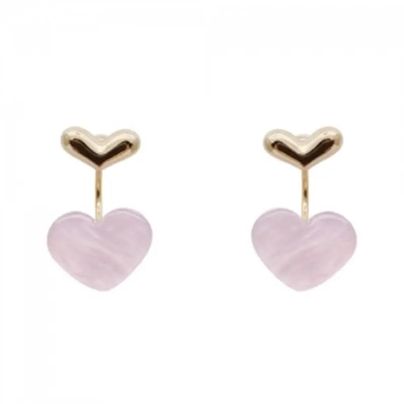 Cute Heart Drop Earrings for Woman with Pink Opal Gold Color Teens Unusual Korean Hanging Earrings Trend 2023 Accessory