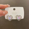 Cute Heart Drop Earrings for Woman with Pink Opal Gold Color Teens Unusual Korean Hanging Earrings Trend 2023 Accessory