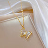 DIEYURO 316L Stainless Steel Butterfly Crystal Pendant Necklace For Women Girl  Trend   Neck Chain Jewelry Gift Party
