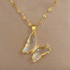 DIEYURO 316L Stainless Steel Butterfly Crystal Pendant Necklace For Women Girl  Trend   Neck Chain Jewelry Gift Party