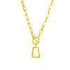 DIEYURO 316L Stainless Steel Geometric Trapezoidal Pearl Oyster Pendant Necklace For Women  OT Buckle Chains Jewelry Gifts