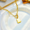 DIEYURO 316L Stainless Steel Geometric Trapezoidal Pearl Oyster Pendant Necklace For Women  OT Buckle Chains Jewelry Gifts