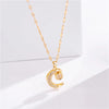 DIEYURO 316L Stainless Steel Moon Projection Pendant Necklace For Women   Rhinestone Clavicle Chain Girls Jewelry Gift