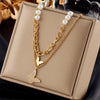 DIEYURO 316L Stainless Steel Pearl Heart Butterfly Cross Pendant Necklace For Women  Girls Clavicle Chain Jewelry Gifts
