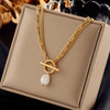 DIEYURO 316L Stainless Steel Pearl Heart Butterfly Cross Pendant Necklace For Women  Girls Clavicle Chain Jewelry Gifts