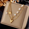 DIEYURO 316L Stainless Steel Pearl Heart Butterfly Cross Pendant Necklace For Women  Girls Clavicle Chain Jewelry Gifts
