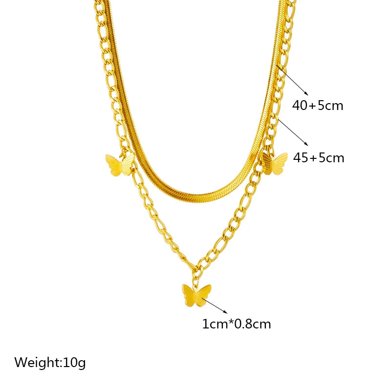 DIEYURO 316L Stainless Steel Pearl Heart Butterfly Green Stone Pendant Necklace For Women Vintage Girls Chain Jewelry Gifts