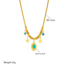 DIEYURO 316L Stainless Steel Pearl Heart Butterfly Green Stone Pendant Necklace For Women Vintage Girls Chain Jewelry Gifts