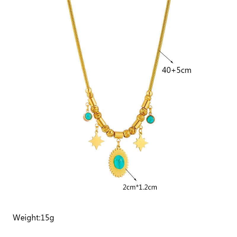 DIEYURO 316L Stainless Steel Pearl Heart Butterfly Green Stone Pendant Necklace For Women Vintage Girls Chain Jewelry Gifts