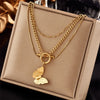 DIEYURO 316L Stainless Steel Pearl Heart Butterfly Green Stone Pendant Necklace For Women Vintage Girls Chain Jewelry Gifts