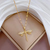 DIEYURO 316L Stainless Steel Personality Dragonfly Pendant Necklace For Women  Girls Clavicle Chain Party Jewelry Gifts